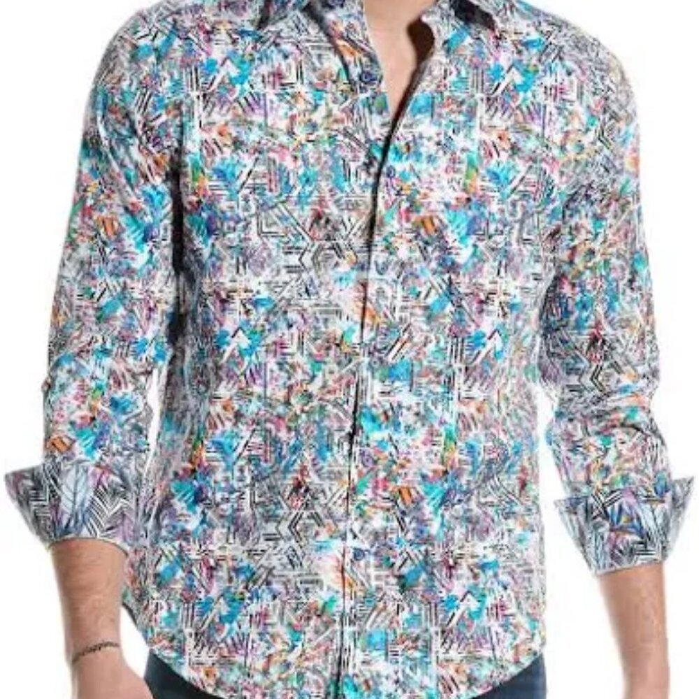 NWT Robert Graham Men's SALTON Bold Vibrant Abstract Button up Shirt XL